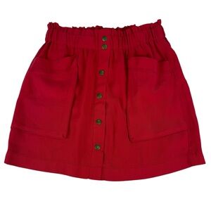 A Loves A Women's Red Paperbag Waist Button Front Skirt size XS with Pockets
